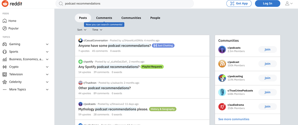 Reddit Podcast Recommendations