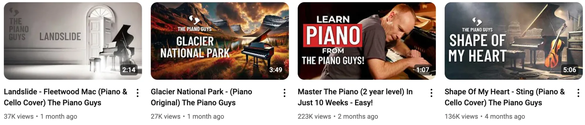 YouTube channel name ideas for musicians, showcasing piano covers, music tutorials, and creative performances