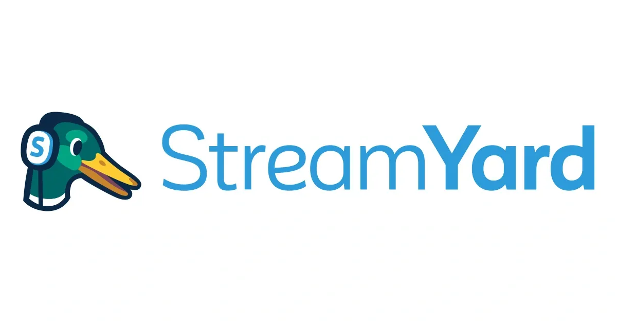 StreamYard logo highlighting its use as a Riverside alternative for live streaming and remote podcasting.