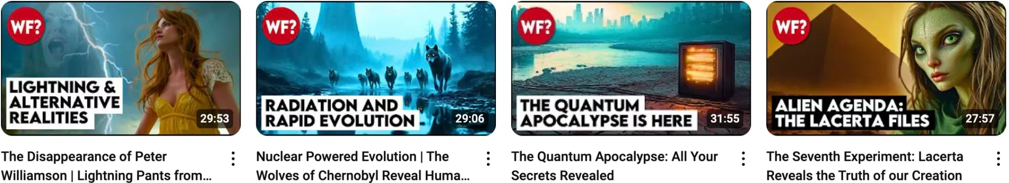 Screenshot of The Why Files videos from their Conspiracy YouTube channel